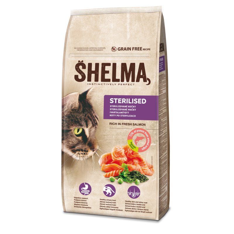 Shelma steril.kassidele värske lõhega, tervaviljavaba 8kg Shelma steril.kassidele värske lõhega, tervaviljavaba 8kg