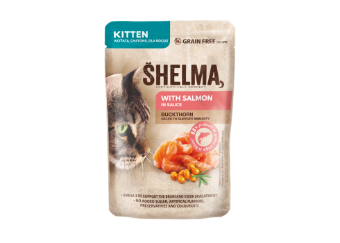 Shelma kassieine KITTEN lõhefileed astelpaju- ja linaseemneõliga kastmes 28x85g