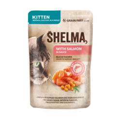 Shelma kassieine KITTEN lõhefileed astelpaju- ja linaseemneõliga kastmes 28x85g