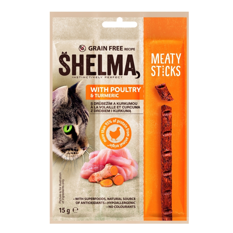 Shelma kana-ja kurkumiga pulgad kassidele 15g Shelma kana-ja kurkumiga pulgad kassidele 15g