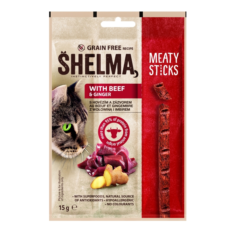 Shelma veise ja ingveriga pulgad kassidele 15g Shelma veise ja ingveriga pulgad kassidele 15g