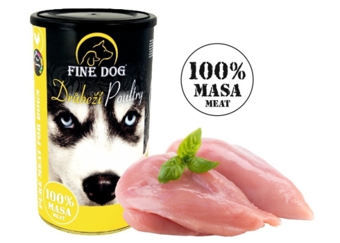 Fine Dog linnulihakonserv koertele 100%liha 8x1200g