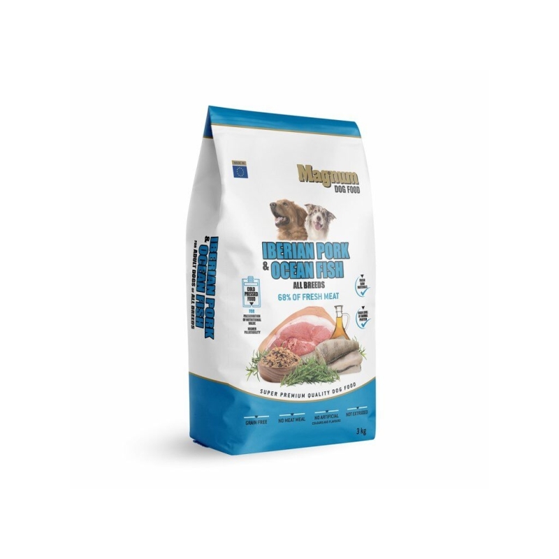 Magnum Ibeeria siga-ookeanikala külmpressitud koeratoit 3 kg Magnum Ibeeria siga-ookeanikala külmpressitud koeratoit 3 kg