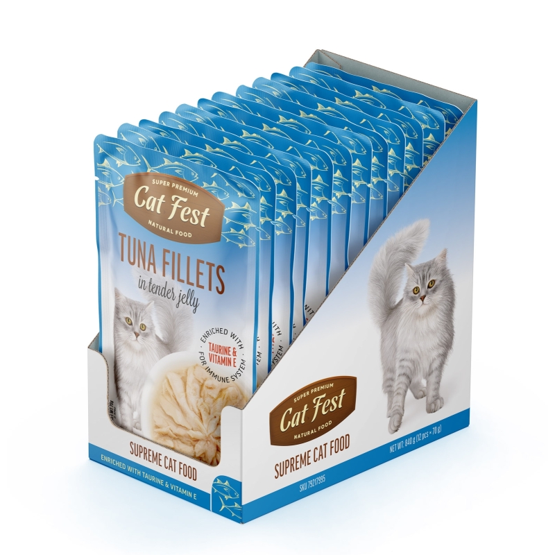 Cat Fest Tuna fillets in jelly kassitoit 12x70g Cat Fest Tuna fillets in jelly kassitoit 12x70g