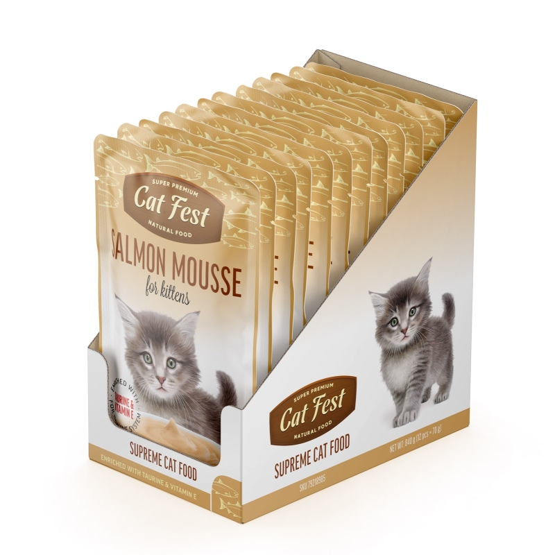 Cat Fest Salmon mousse kassipoegadele 12x70g Cat Fest Salmon mousse kassipoegadele 12x70g