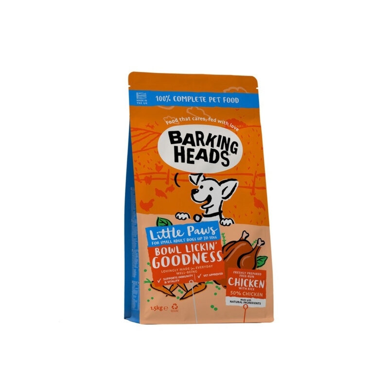 Barking Heads Bowl Lickin Goodness kuivtoit kanaga, väike tõug, 1,5kg Barking Heads Bowl Lickin Goodness kuivtoit kanaga, väike tõug, 1,5kg