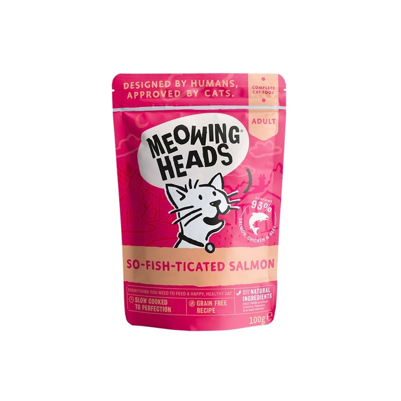 Meowing Heads So Fish Ticated kassi einekotike, lõhe 100 g Meowing Heads So Fish Ticated kassi einekotike, lõhe 100 g
