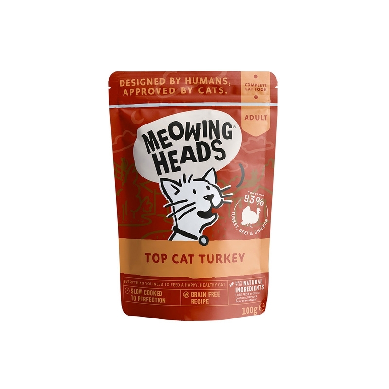 Meowing Heads einekotike kassidele, kalkunilihaga 100 g Meowing Heads einekotike kassidele, kalkunilihaga 100 g