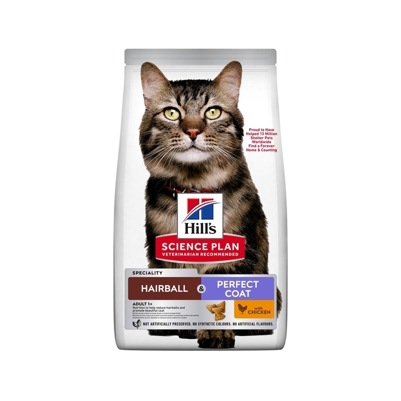 Hill's Science Plan Hairball-Perfect Coat kassi täissööt kanaga 3kg Hill's Science Plan Hairball-Perfect Coat kassi täissööt kanaga 3kg