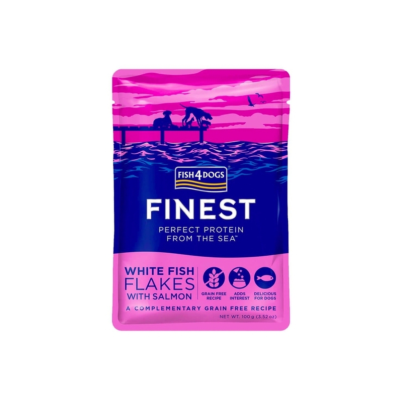 Fish4Dogs Finest Flakes einekotike koertele, valge kala-lõhe 100 g Fish4Dogs Finest Flakes einekotike koertele, valge kala-lõhe 100 g
