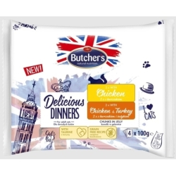 Butchers Delic.Dinner kassi einekotike kana ja kana-kalkun, 4x100g