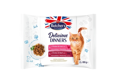 Butchers Delic.Dinner kassi einekotike kana-maks ja kana-veis, 4x100g