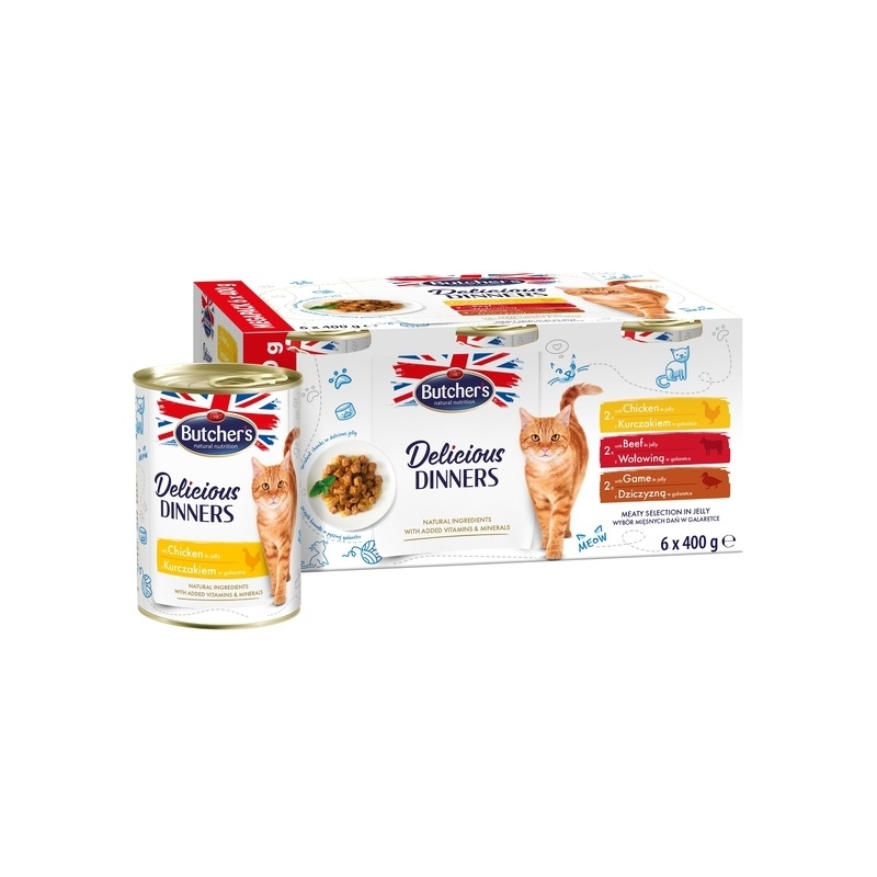 Butcher's kassi konserv Delicious Dinner veis-kana-uluk multi. 400gx6 Butcher's kassi konserv Delicious Dinner veis-kana-uluk multi. 400gx6