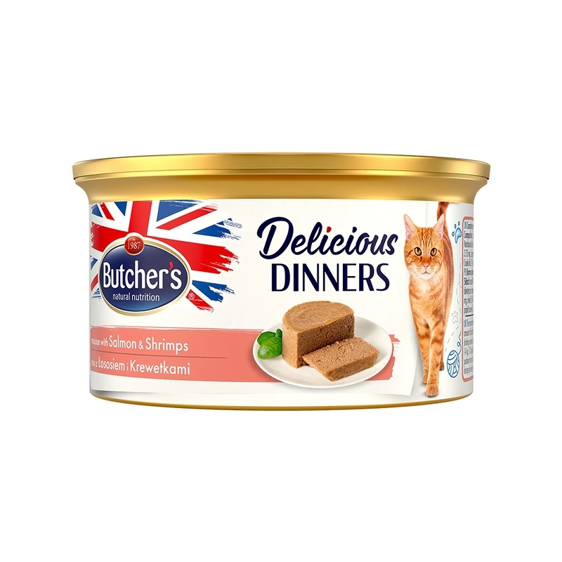 Butchers Delicious Dinner konserv kassile, lõhe ja krevettidega 85g Butchers Delicious Dinner konserv kassile, lõhe ja krevettidega 85g