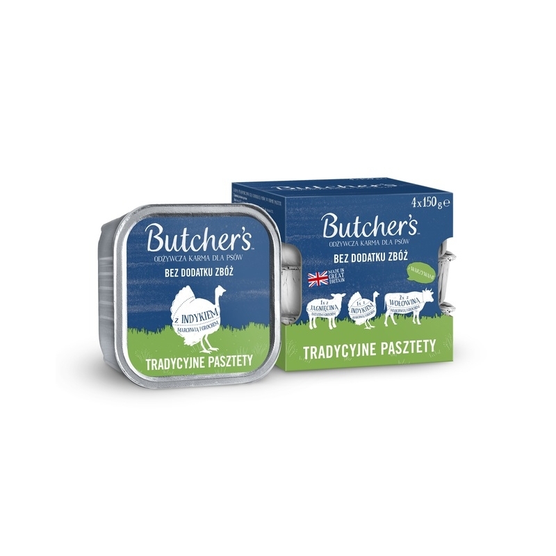 Butcher's Original pasteet koertele lammas-kalkun-veis 150g x 4tk Butcher's Original pasteet koertele lammas-kalkun-veis 150g x 4tk
