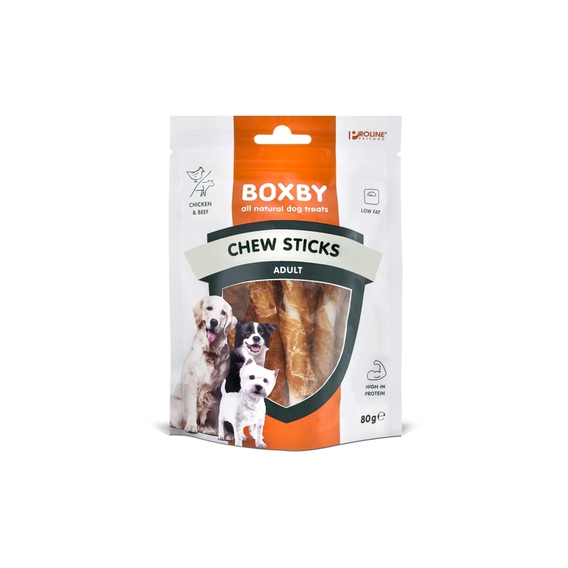 Boxby närimismaius koerale kana ja veisega 80 g Boxby närimismaius koerale kana ja veisega 80 g