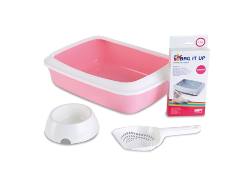 Savic Starter Kit liivakast kassipoegadele, 42 X 31 X 12,5cm, roosa
