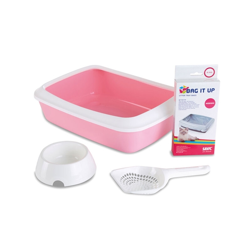 Savic Starter Kit liivakast kassipoegadele, 42 X 31 X 12,5cm, roosa