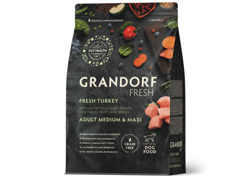 Grandorf Fresh Värske Kalkun ja Bataat keskmistele ja suurtele koertele 1kg