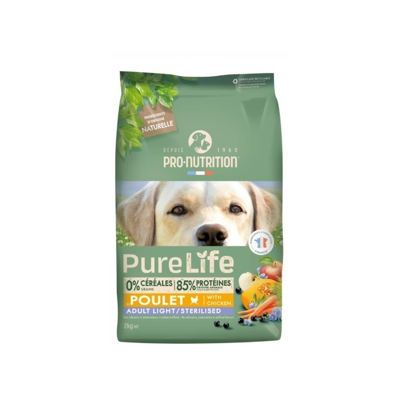 Pure Life Dog Light - Sterilized Ülekaalulistele ja steriliseeritud koertele 2kg