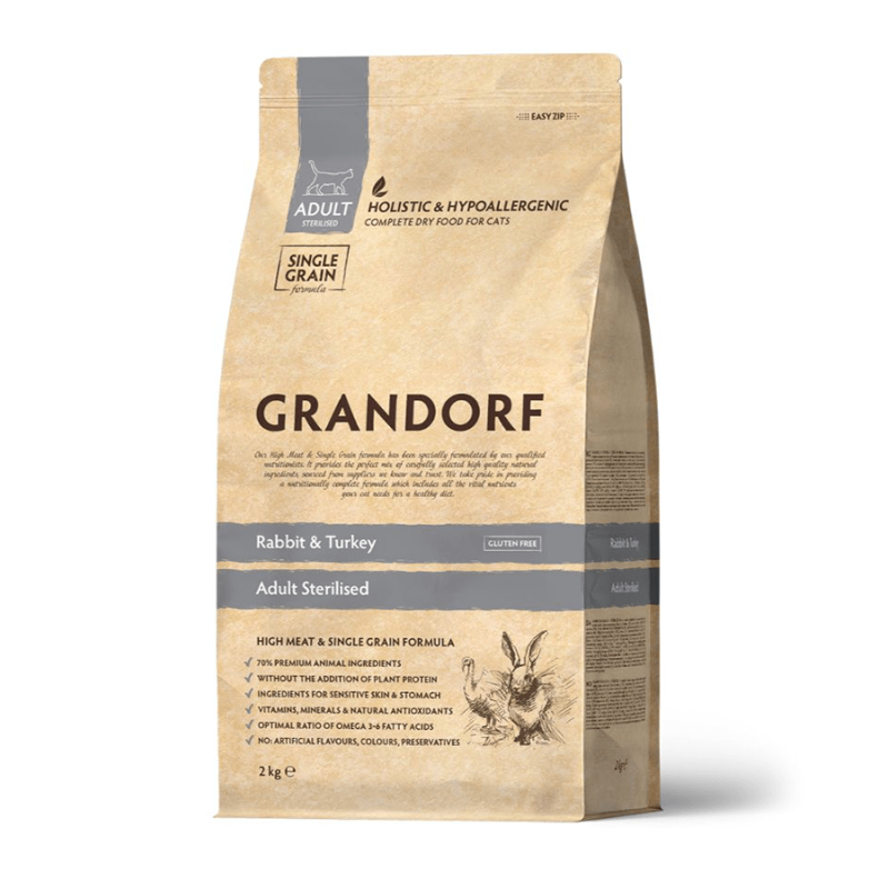 Grandorf Cat Jänes ja Kalkun Steriliseeritud Kassidele 8kg Grandorf Cat Jänes ja Kalkun Steriliseeritud Kassidele 8kg