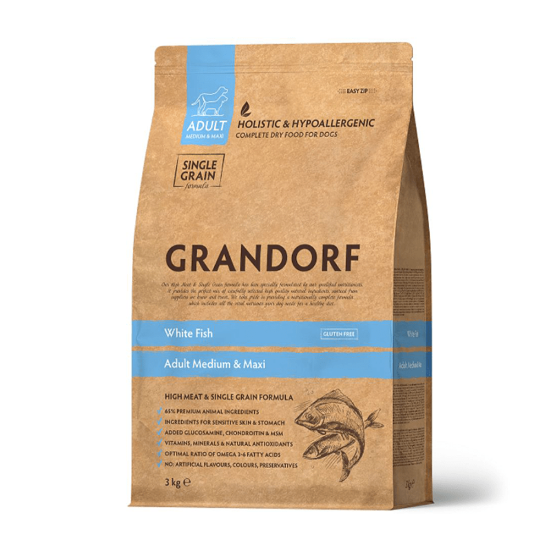 Grandorf Valge Kala Täiskasvanud keskmistele ja suurtele koertele 6kg (2x3kg) Grandorf Valge Kala Täiskasvanud keskmistele ja suurtele koertele 6kg (2x3kg)