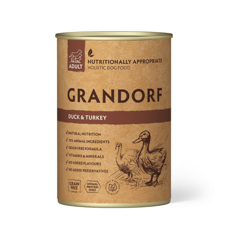 Grandorf Pardi- ja Kalkuniliha konserv koertele 6x400g Grandorf Pardi- ja Kalkuniliha konserv koertele 6x400g