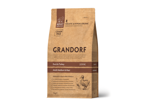 Grandorf Pardiliha ja Kalkuniliha Täiskasvanud Keskmistele ja Suurtele Koertele 6kg (2x3kg)