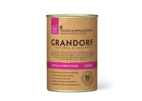 Grandorf Pühvli ja Kalkuniliha konserv koertele 6x400g