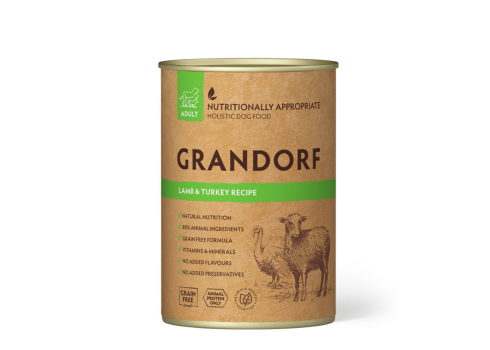Grandorf Lamba- ja Kalkuniliha konserv koertele 6x400g