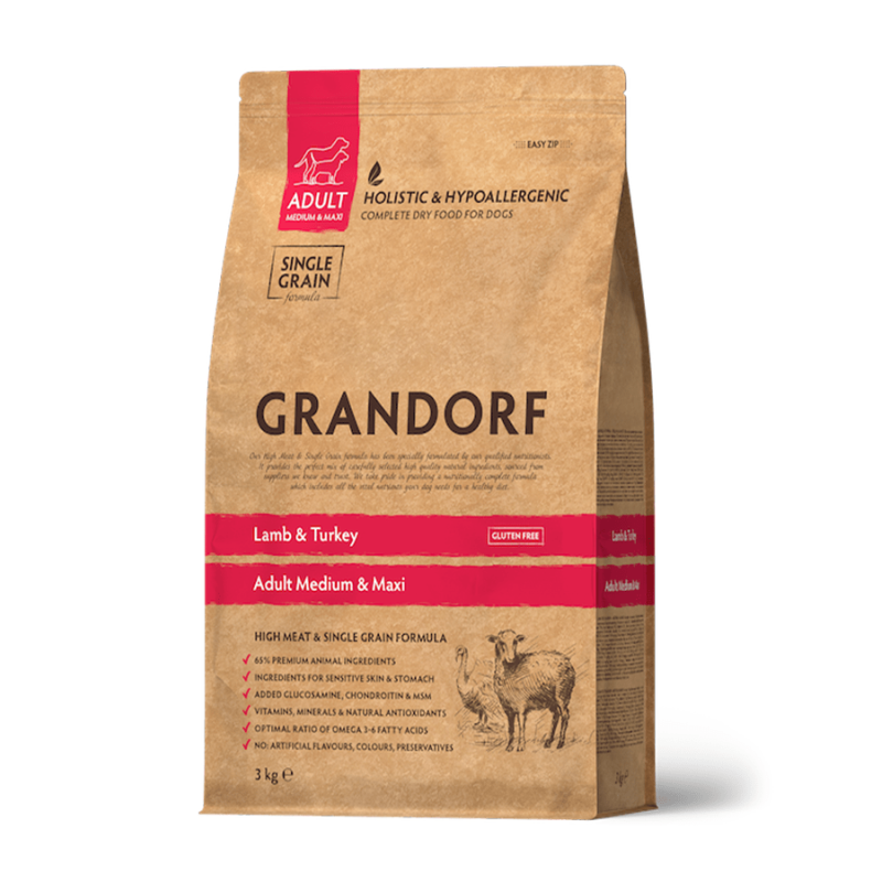 Grandorf Lamba- ja Kalkuniliha Täiskasvanud keskmistele ja suurtele koertele 3kg Grandorf Lamba- ja Kalkuniliha Täiskasvanud keskmistele ja suurtele koertele 3kg