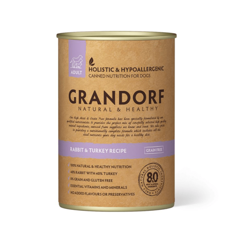 Grandorf Küüliku ja Kalkuniliha konserv koertele 6x400g Grandorf Küüliku ja Kalkuniliha konserv koertele 6x400g