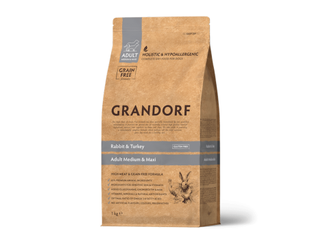 Grandorf Jänese- ja Kalkuniliha Täiskasvanud Keskmistele ja Suurtele Koertele 1kg