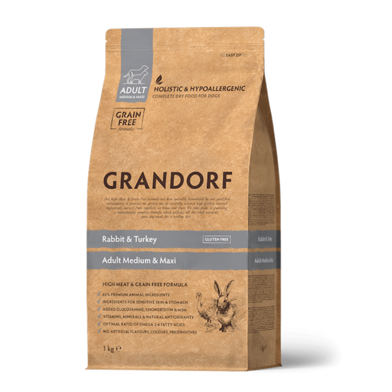 Grandorf Jänese- ja Kalkuniliha Täiskasvanud Keskmistele ja Suurtele Koertele 1kg