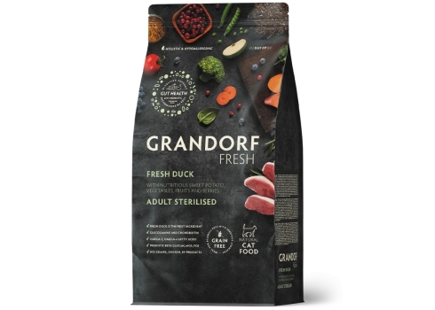 Grandorf Cat Fresh Värske Part ja Bataat Täiskasvanud Steriliseeritud Kassidele 400g