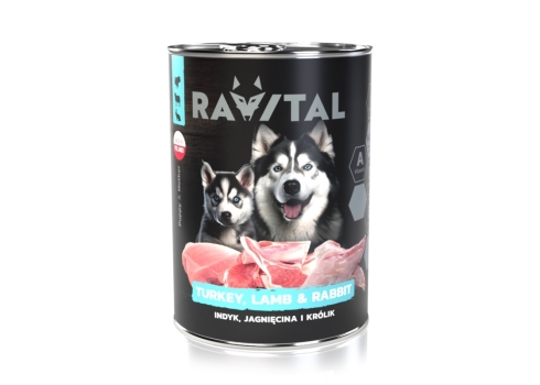 Ravital Turkey, Lamb & Rabbit konserv kutsikatele 800g