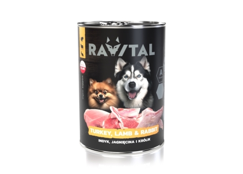 Ravital Turkey, Lamb & Rabbit konserv koerale 800g