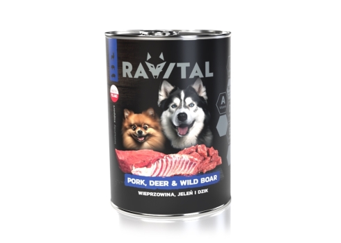 Ravital Pork, Deer & Wild Boar konserv koerale 800g