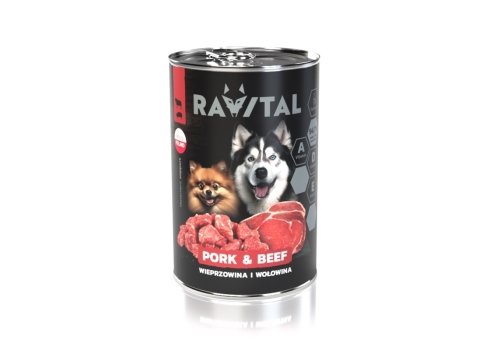 Ravital Pork & Beef konserv koerale 400g