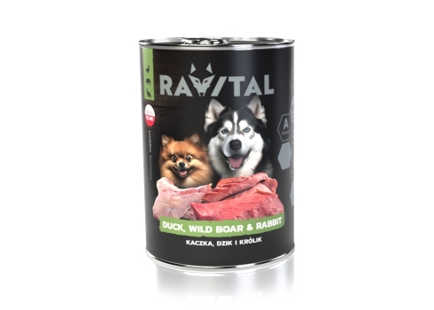 Ravital Duck, Wild Boar & Rabbit konserv koerale 800g