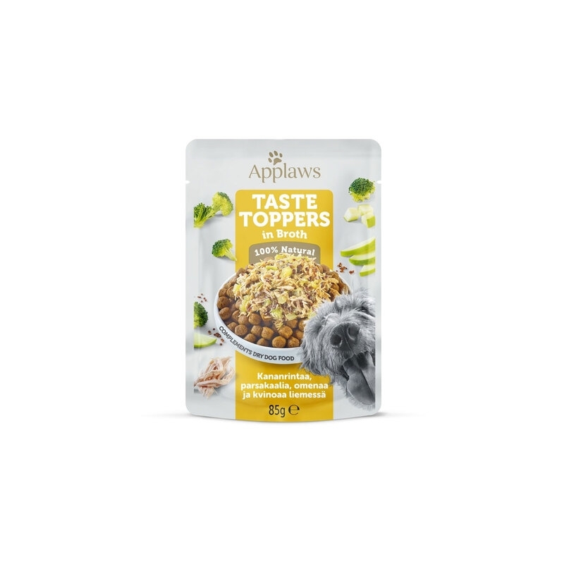 Applaws Taste Toppers einekotike koertele kana ja köögiviljadega, 85g Applaws Taste Toppers einekotike koertele kana ja köögiviljadega, 85g