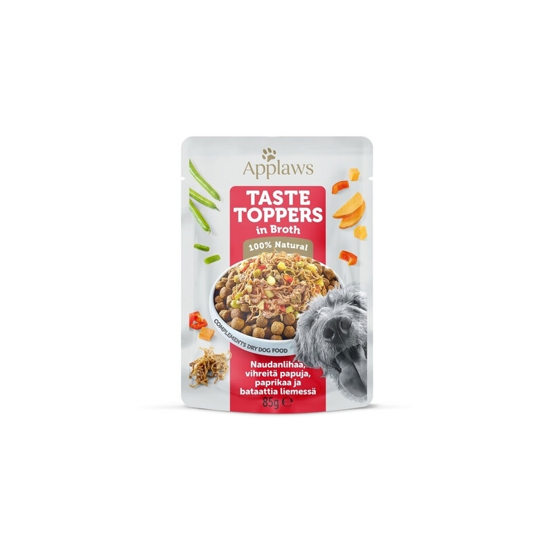 Applaws Taste Toppers einekotike koertele veise ja köögiviljadega, 85g Applaws Taste Toppers einekotike koertele veise ja köögiviljadega, 85g