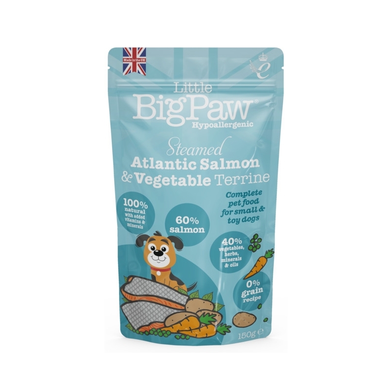 Little Bigpaw koera einekotike aurutatud lõhe ja köögiviljadega 150 g Little Bigpaw koera einekotike aurutatud lõhe ja köögiviljadega 150 g