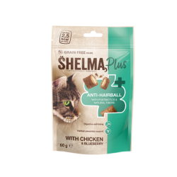 Shelma HAIRBALL kana-ja mustikatäidisega padjakesed 60g