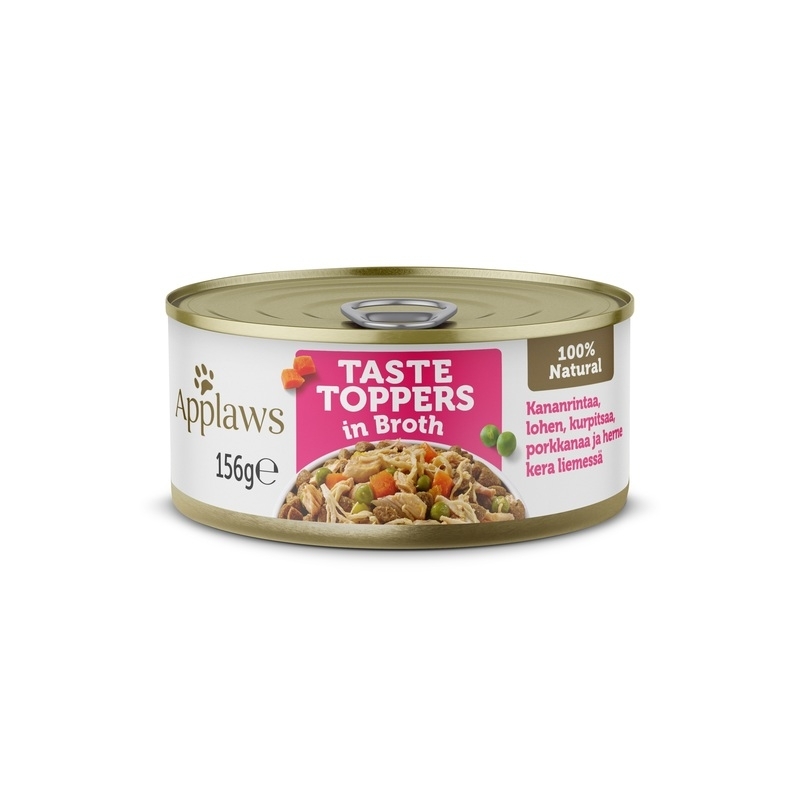 Applaws Taste Toppers konserv koertele, kana ja lõhega puljongis, 156g Applaws Taste Toppers konserv koertele, kana ja lõhega puljongis, 156g