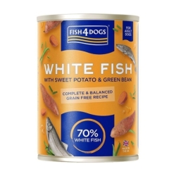 Fish4Dogs konserv koertele valge kala-bataat-rohelised aedoad 395g