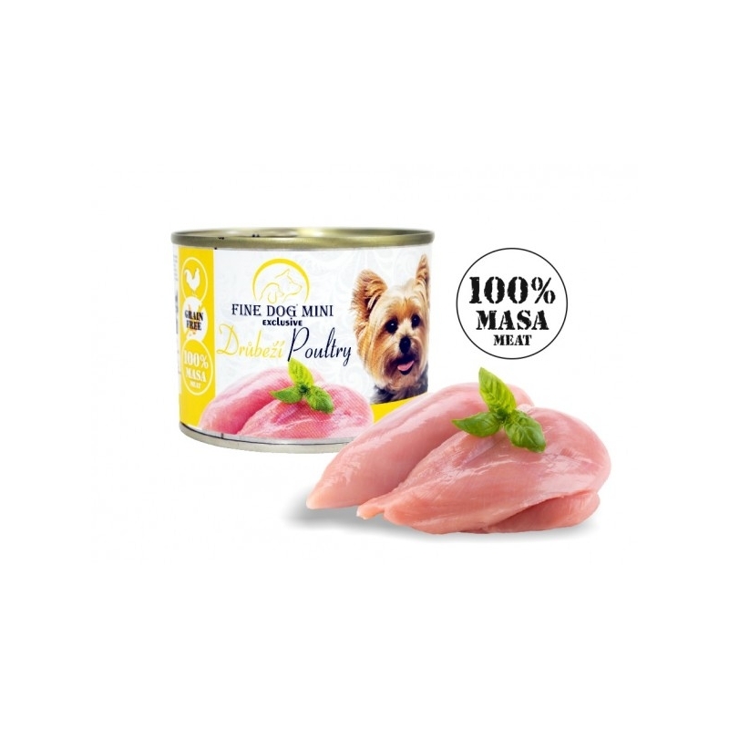 FINE DOG MINI EXCLUSIVE konserv linnulihaga  100% LIHA 15x200g FINE DOG MINI EXCLUSIVE konserv linnulihaga  100% LIHA 15x200g