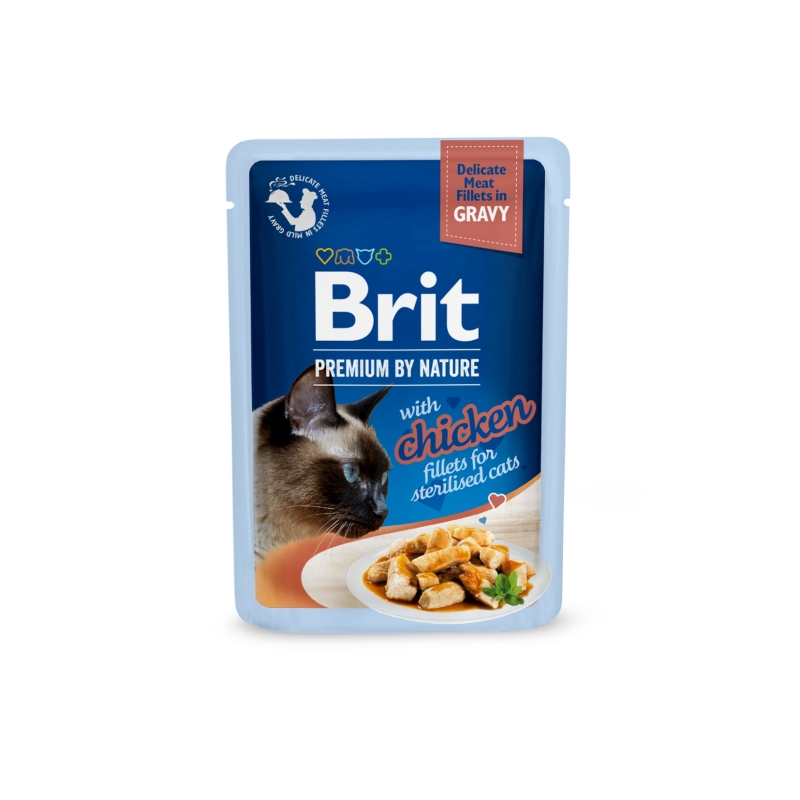 Brit Premium Delicate Chicken Fillets in Gravy märgtoit steriliseeritud kassidele 85g Brit Premium Delicate Chicken Fillets in Gravy märgtoit steriliseeritud kassidele 85g