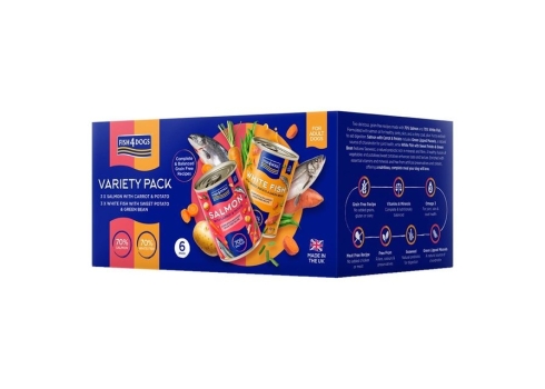 Fish4Dogs konserv koertele multipakk kala-köögiviljad 395g N6