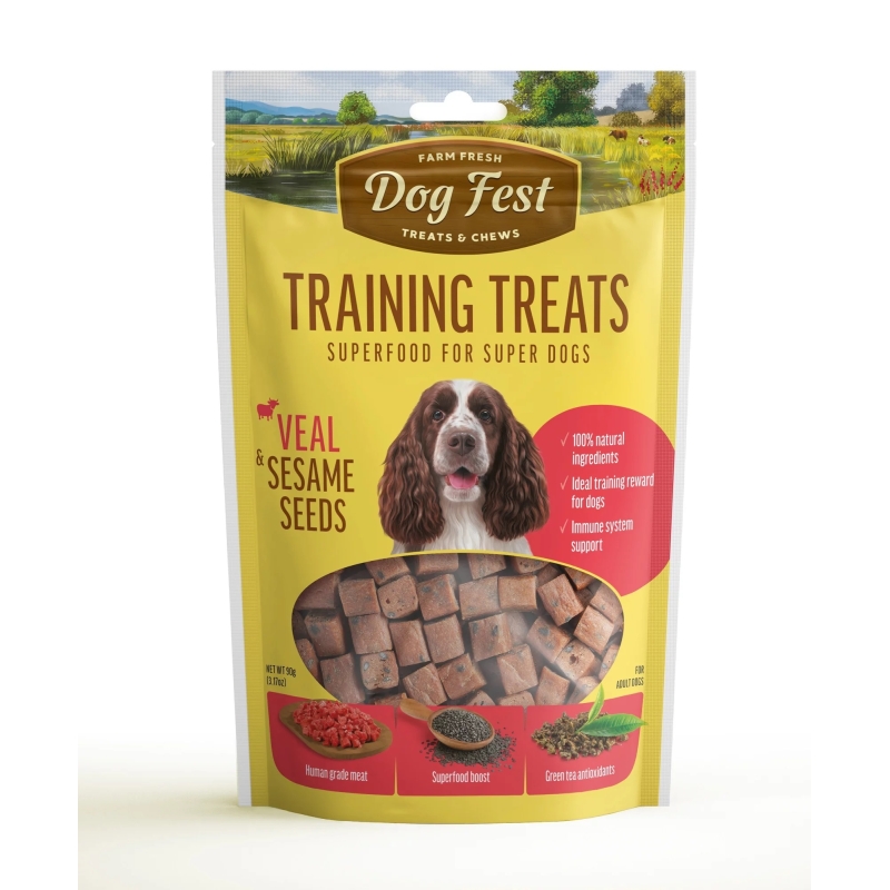 Dog Fest treeningmaius vasikalihast seesamiseemnetega 90g Dog Fest treeningmaius vasikalihast seesamiseemnetega 90g